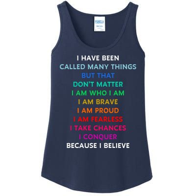 Because I Believe In Me Rainbow Mantra Ladies Essential Tank