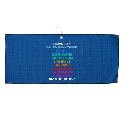 Because I Believe In Me Rainbow Mantra Large Microfiber Waffle Golf Towel