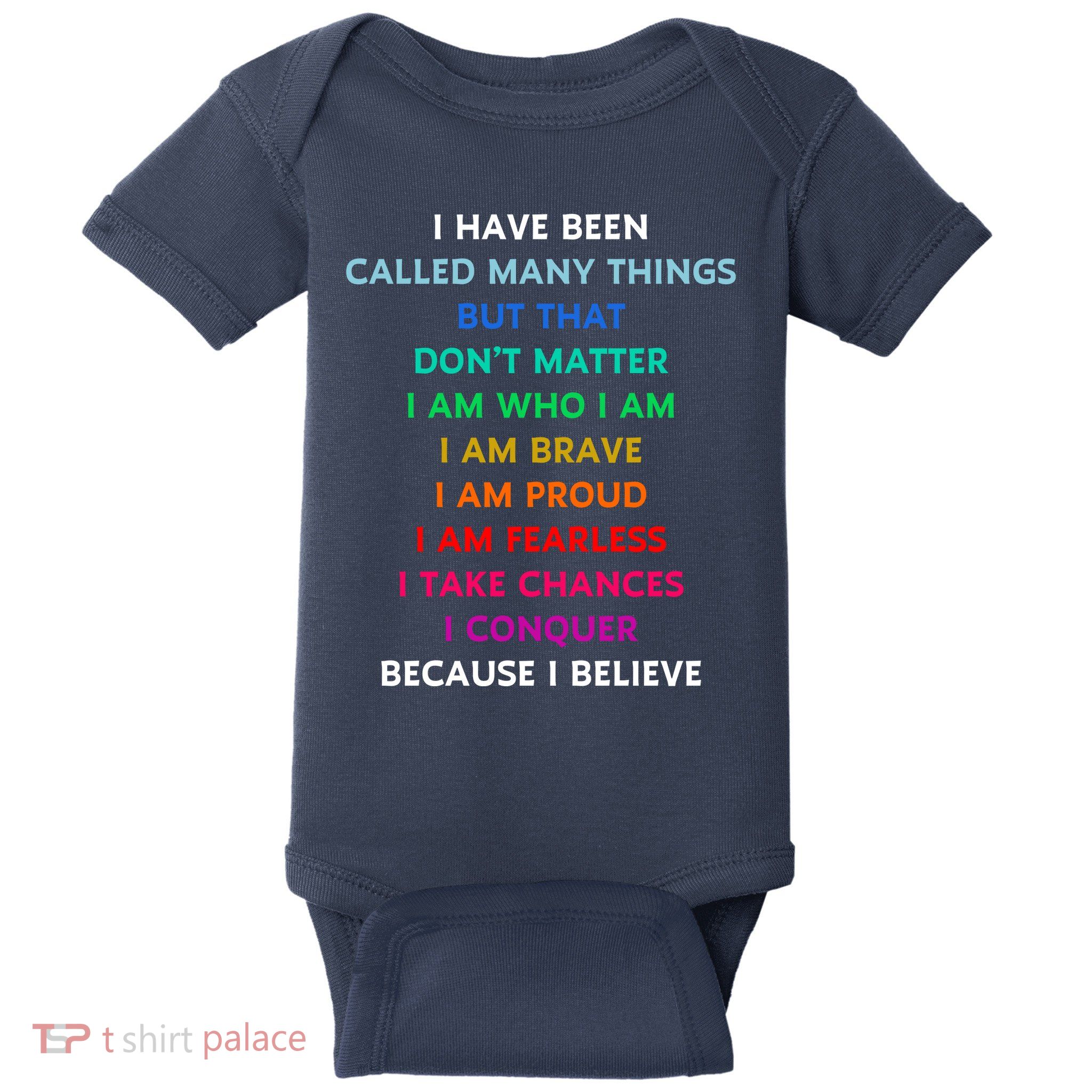 Because I Believe In Me Rainbow Mantra Baby Bodysuit