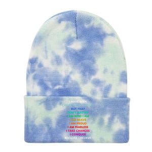 Because I Believe In Me Rainbow Mantra Tie Dye 12in Knit Beanie