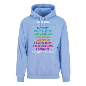 Because I Believe In Me Rainbow Mantra Unisex Surf Hoodie