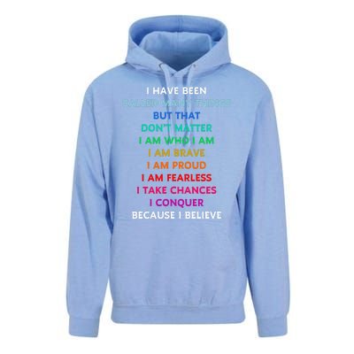 Because I Believe In Me Rainbow Mantra Unisex Surf Hoodie