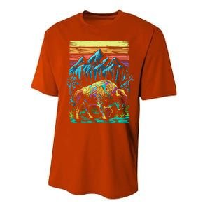 Bison Illustration Performance Sprint T-Shirt