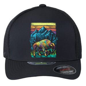 Bison Illustration Flexfit Unipanel Trucker Cap