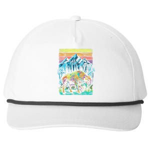 Bison Illustration Snapback Five-Panel Rope Hat