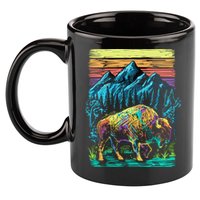 Bison Illustration 11oz C Handle Ceramic Mug