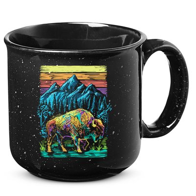 Bison Illustration 15oz Campfire Ceramic Mug