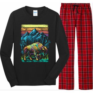 Bison Illustration Long Sleeve Pajama Set