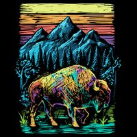 Bison Illustration Flatbill Hat