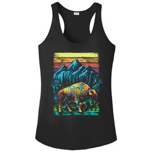 Bison Illustration Ladies PosiCharge Competitor Racerback Tank