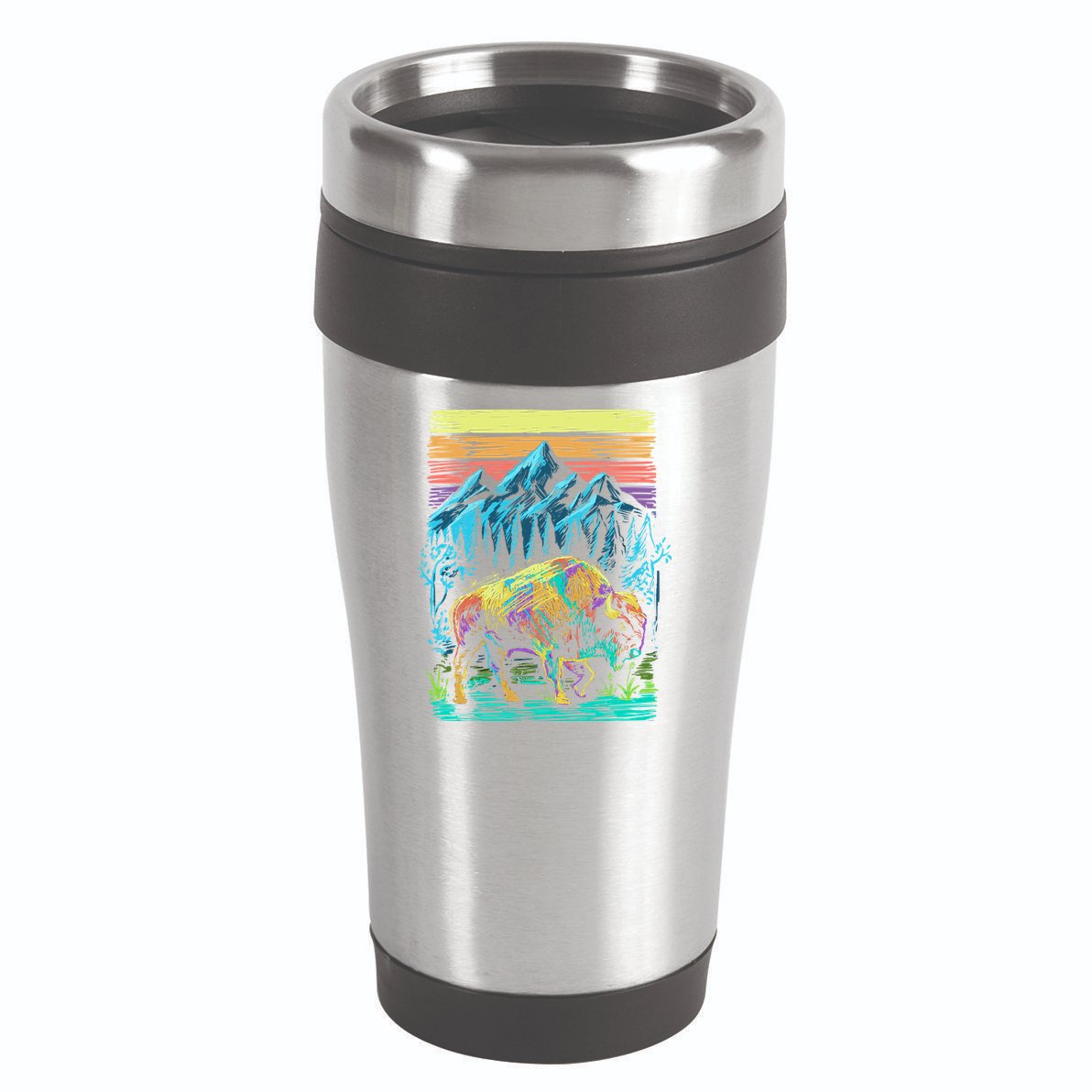 Bison Illustration 16oz Travel Tumbler