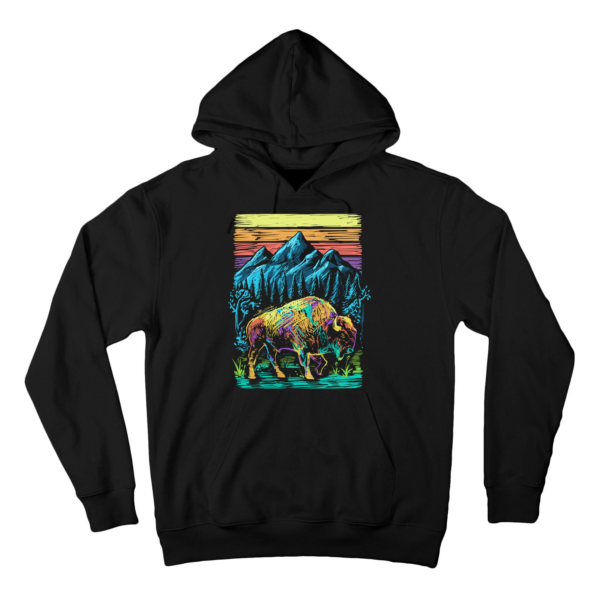 Bison Illustration Tall Hoodie