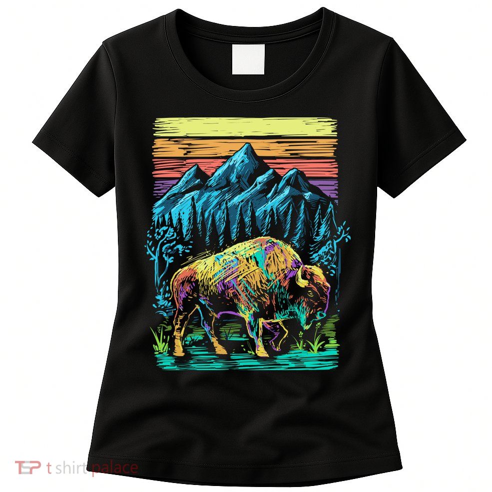 Bison Illustration Womens T-Shirt