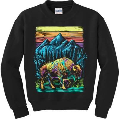 Bison Illustration Kids Sweatshirt
