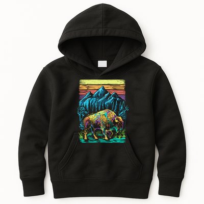 Bison Illustration Kids Hoodie