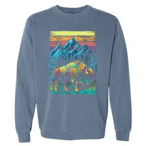 Bison Illustration Garment-Dyed Sweatshirt