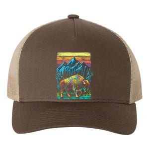 Bison Illustration Yupoong Adult 5-Panel Trucker Hat