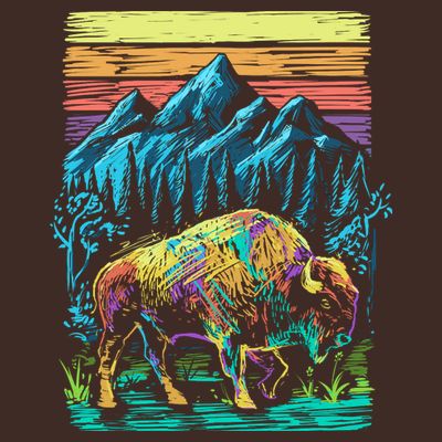 Bison Illustration T-Shirt