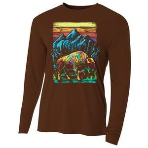 Bison Illustration Cooling Performance Long Sleeve Crew