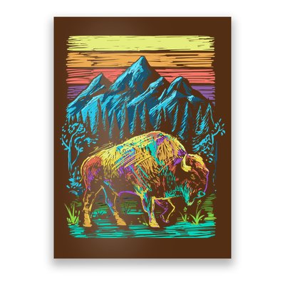 Bison Illustration Poster