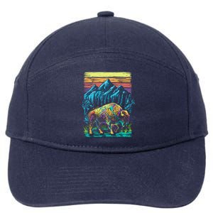 Bison Illustration 7-Panel Snapback Hat