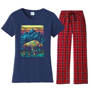 Bison Illustration Women's Flannel Pajama Set