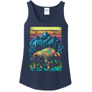 Bison Illustration Ladies Essential Tank