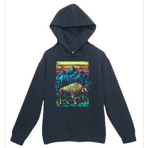 Bison Illustration Urban Pullover Hoodie