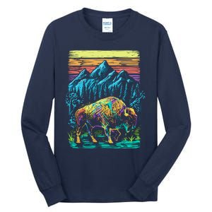 Bison Illustration Tall Long Sleeve T-Shirt