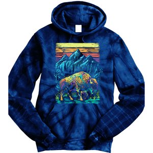 Bison Illustration Tie Dye Hoodie