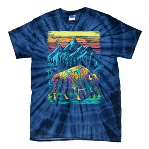 Bison Illustration Tie-Dye T-Shirt