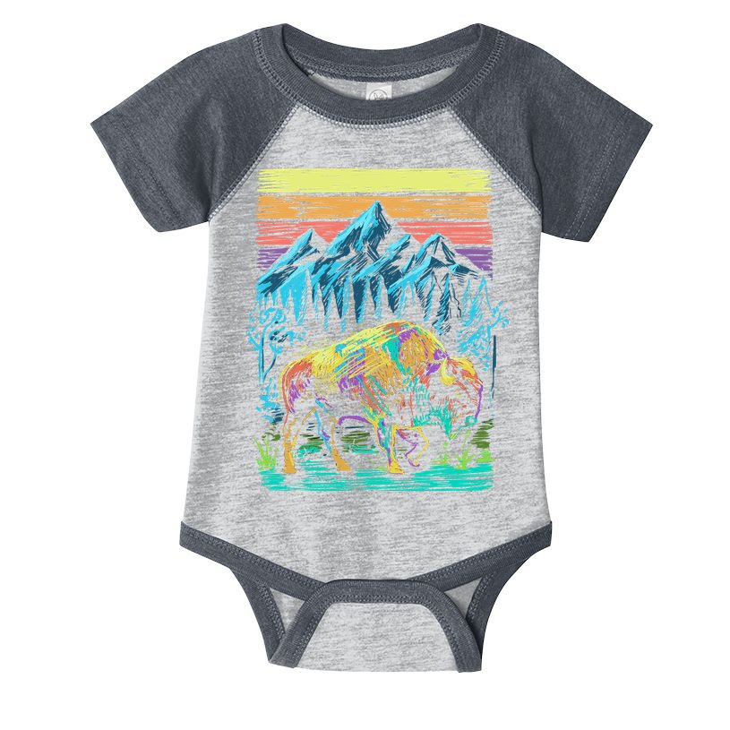 Bison Illustration Infant Baby Jersey Bodysuit