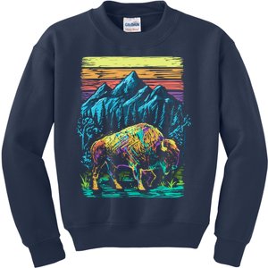 Bison Illustration Kids Sweatshirt