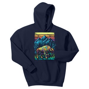 Bison Illustration Kids Hoodie