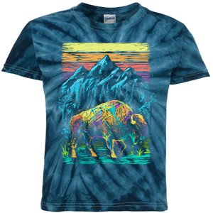 Bison Illustration Kids Tie-Dye T-Shirt