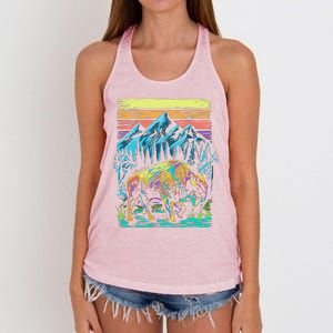 Bison Illustration Women's Knotted Racerback Tank