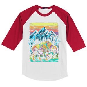 Bison Illustration Kids Colorblock Raglan Jersey