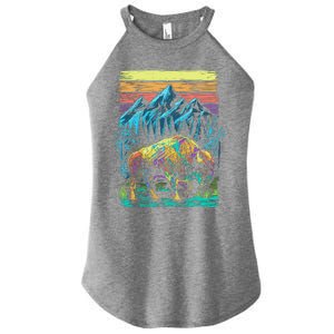 Bison Illustration Women's Perfect Tri Rocker Tank