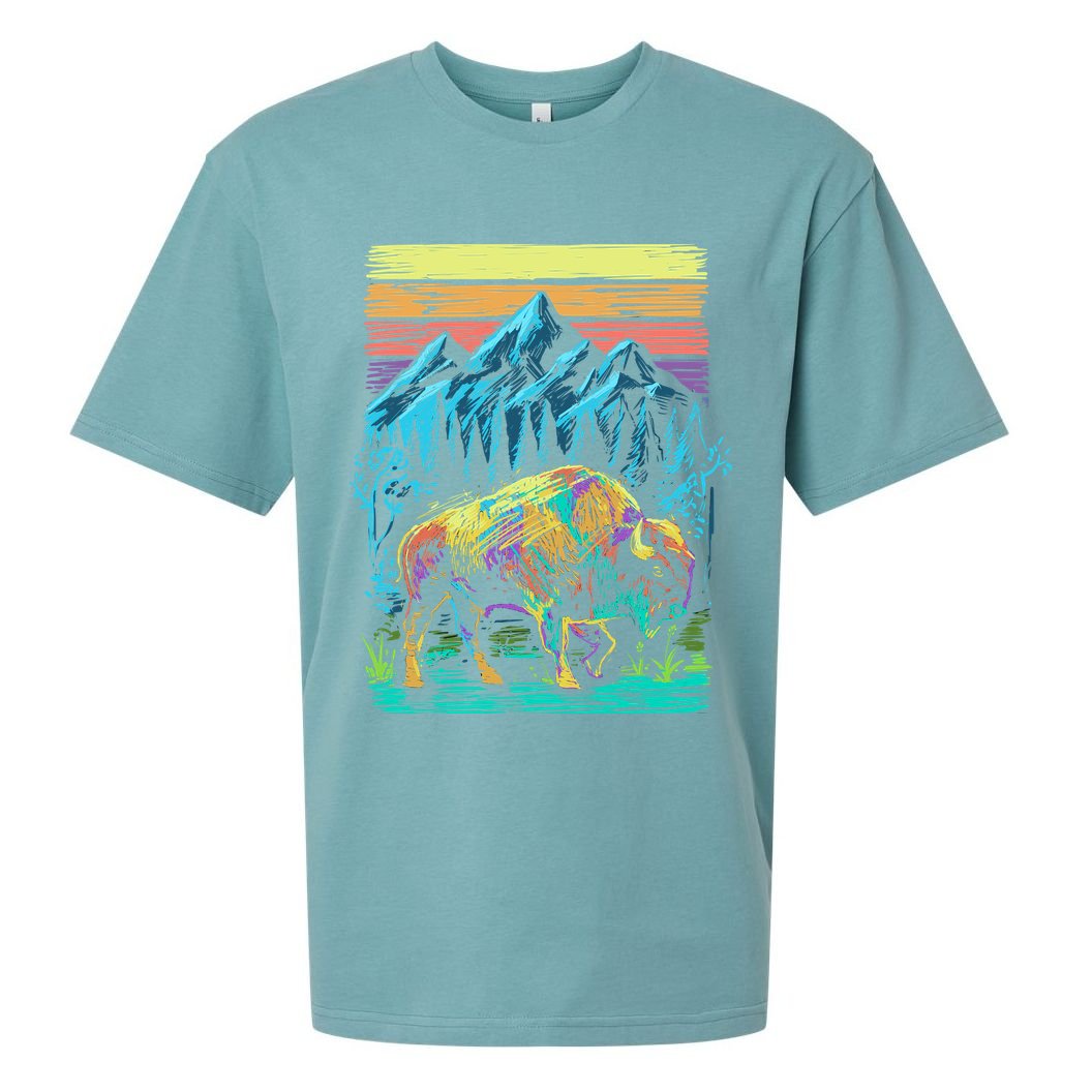 Bison Illustration Sueded Cloud Jersey T-Shirt