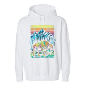 Bison Illustration Garment-Dyed Fleece Hoodie