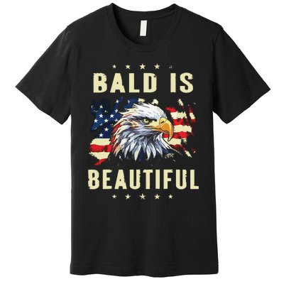 Bald Is Beautiful 4th Of July Independence Day America Eagle Premium T-Shirt