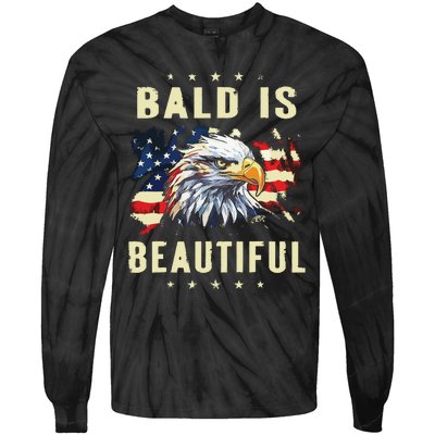 Bald Is Beautiful 4th Of July Independence Day America Eagle Tie-Dye Long Sleeve Shirt