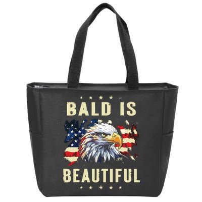 Bald Is Beautiful 4th Of July Independence Day America Eagle Zip Tote Bag