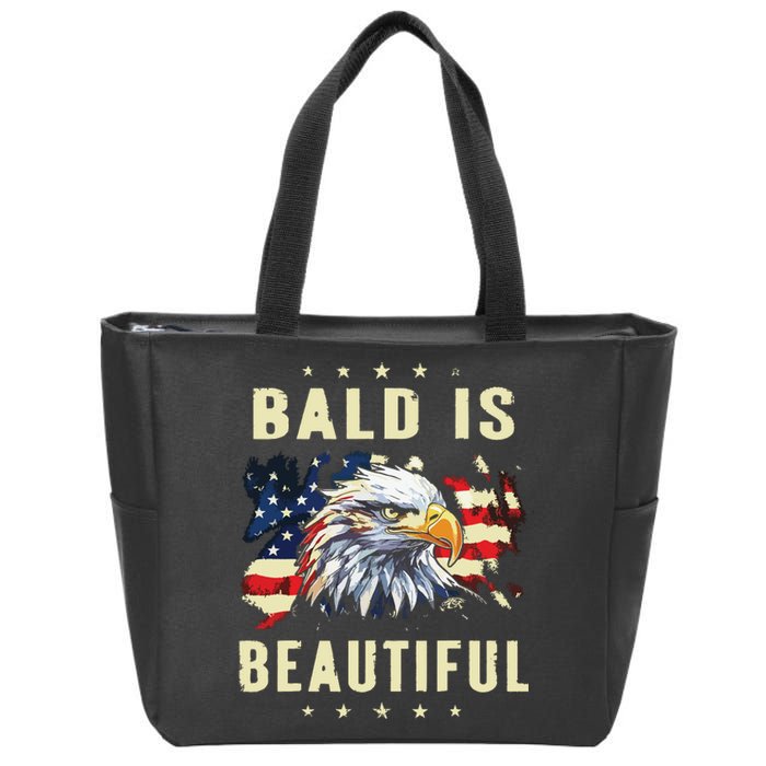 Bald Is Beautiful 4th Of July Independence Day America Eagle Zip Tote Bag