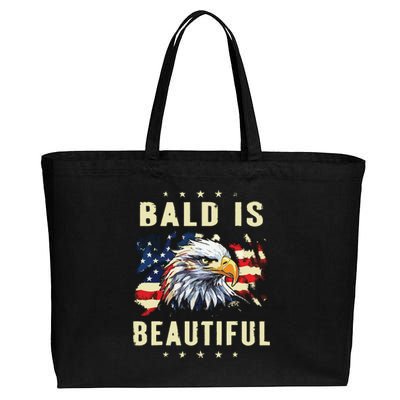 Bald Is Beautiful 4th Of July Independence Day America Eagle Cotton Canvas Jumbo Tote