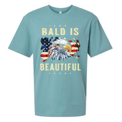 Bald Is Beautiful 4th Of July Independence Day America Eagle Sueded Cloud Jersey T-Shirt