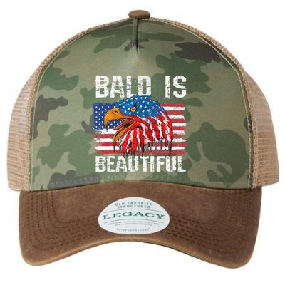 Bald Is Beautiful 4th Of July Independence Day Bald Eagle Legacy Tie Dye Trucker Hat
