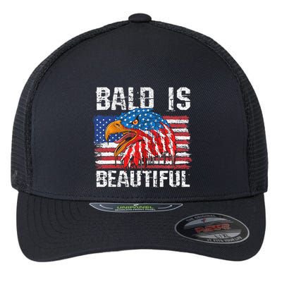 Bald Is Beautiful 4th Of July Independence Day Bald Eagle Flexfit Unipanel Trucker Cap