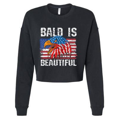 Bald Is Beautiful 4th Of July Independence Day Bald Eagle Cropped Pullover Crew
