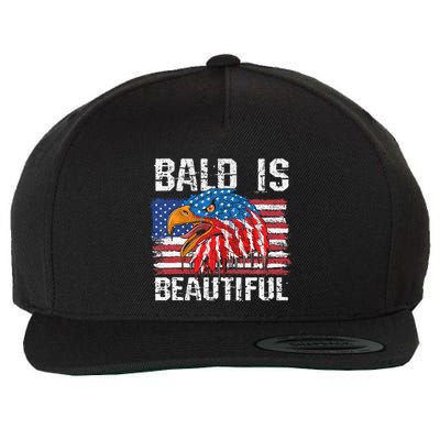 Bald Is Beautiful 4th Of July Independence Day Bald Eagle Wool Snapback Cap